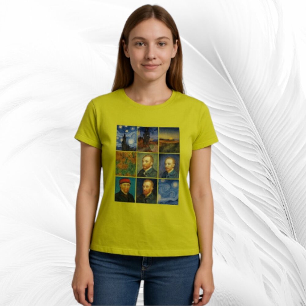 Lime T-shirt With Van Gogh's "Art Pop" Print Size" M